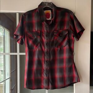 DIXXON Red and Black Casual Button Down Shirt